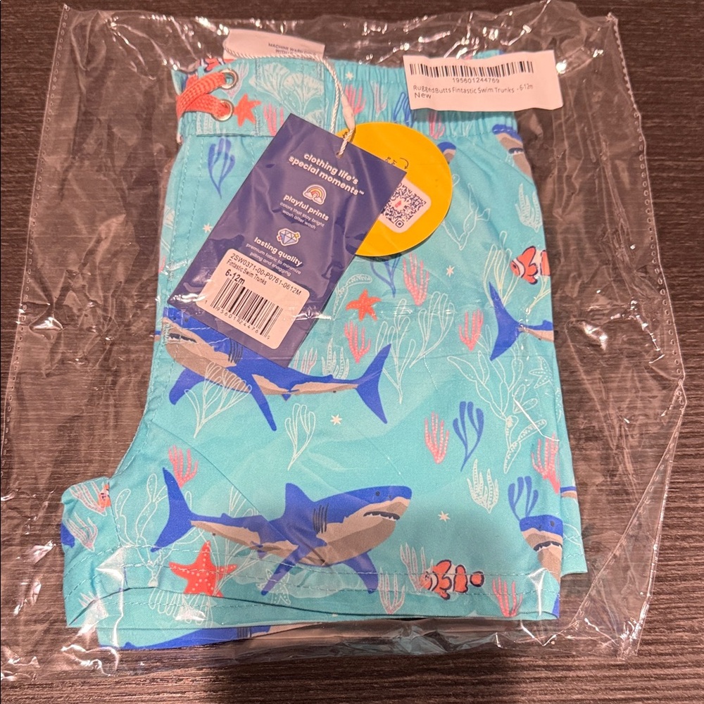 Kids' Shark Print Swim Trunks